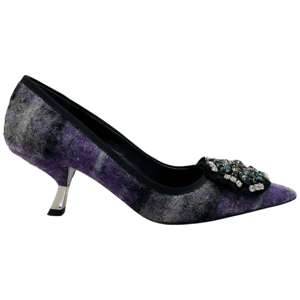 Prada Purple Tweed Pumps with Crystal Embellishment - Picture 2 of 6